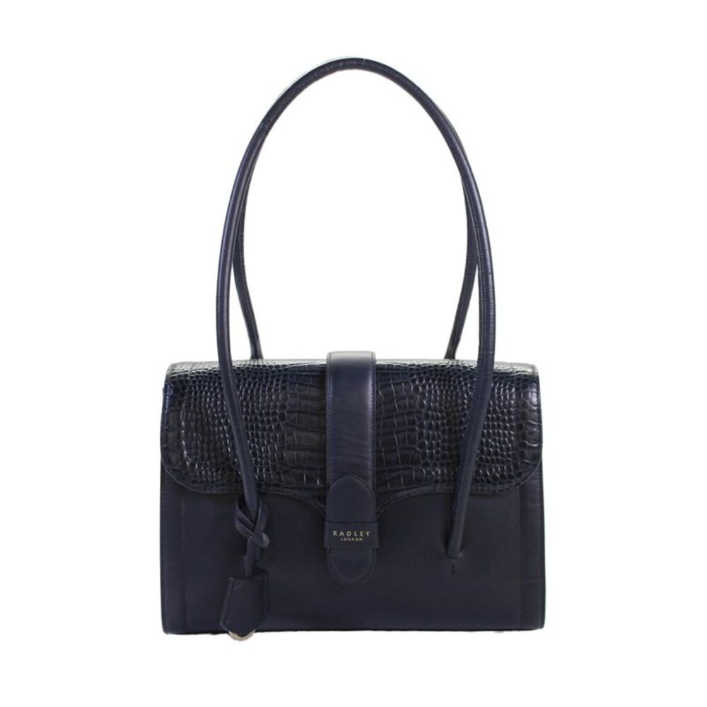 Radley London Womens Leather Embossed Shoulder Bag Navy